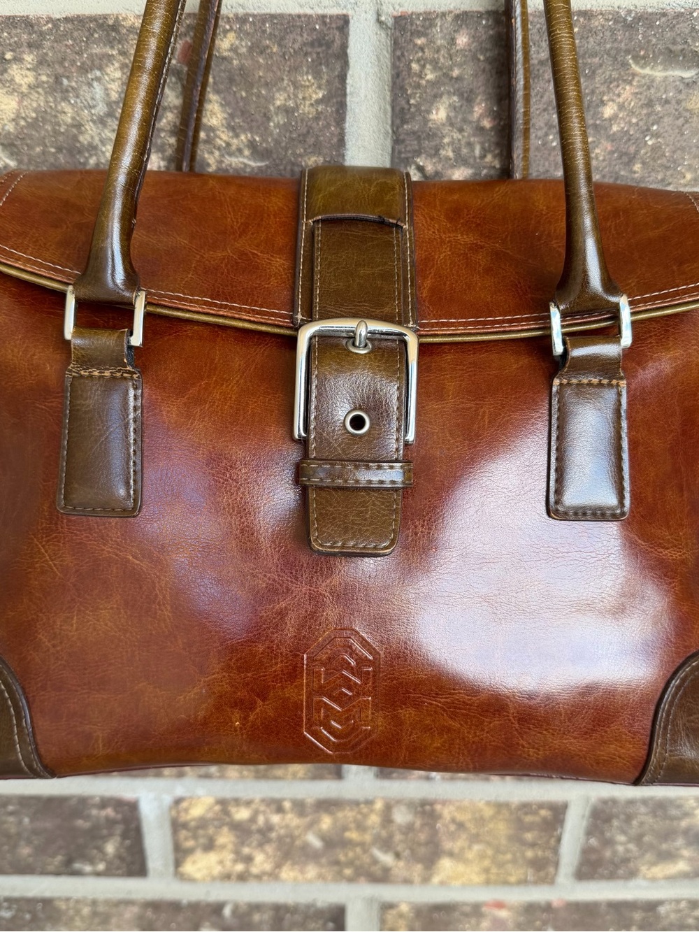 Leather Satchel Bag - Brown